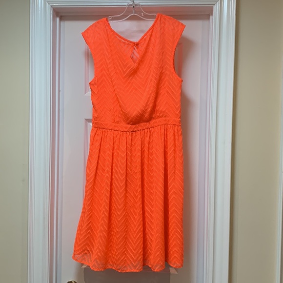 J. Crew Neon Orange Dress with ZigZag Stitching Detail - Picture 3 of 4
